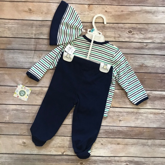 Little Me NEW NWT 3 Pc Train Outfit 6 mo Navy Set - Picture 3 of 3